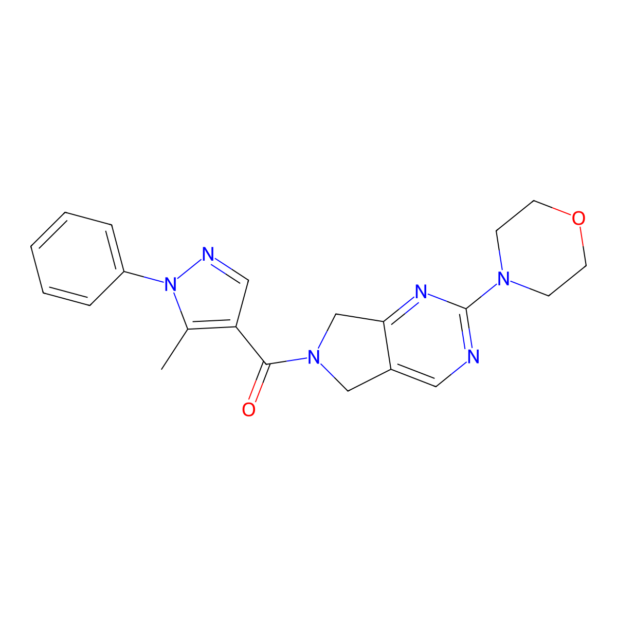 (5-methyl-1-phenyl-1H-pyrazol-4-yl)(2-morpholino-5H-pyrrolo[3,4-d]pyrimidin-6(7H)-yl)methanone molecular structure, CAS 2034224-72-9