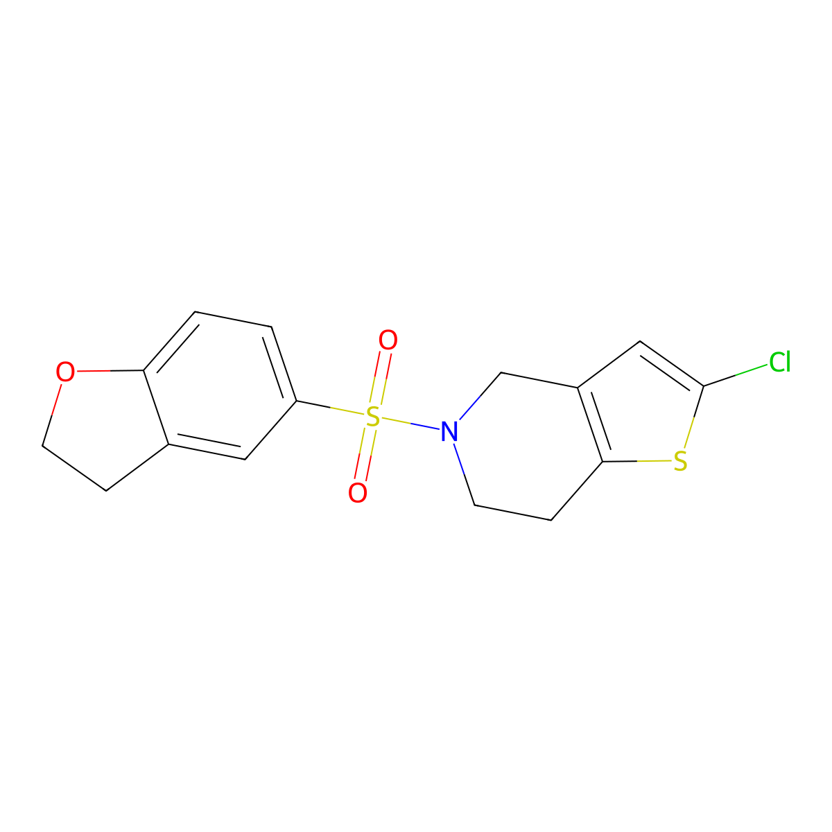 2-Chloro-5-((2,3-dihydrobenzofuran-5-yl)sulfonyl)-4,5,6,7-tetrahydrothieno[3,2-c]pyridine molecular structure, CAS 2034224-76-3