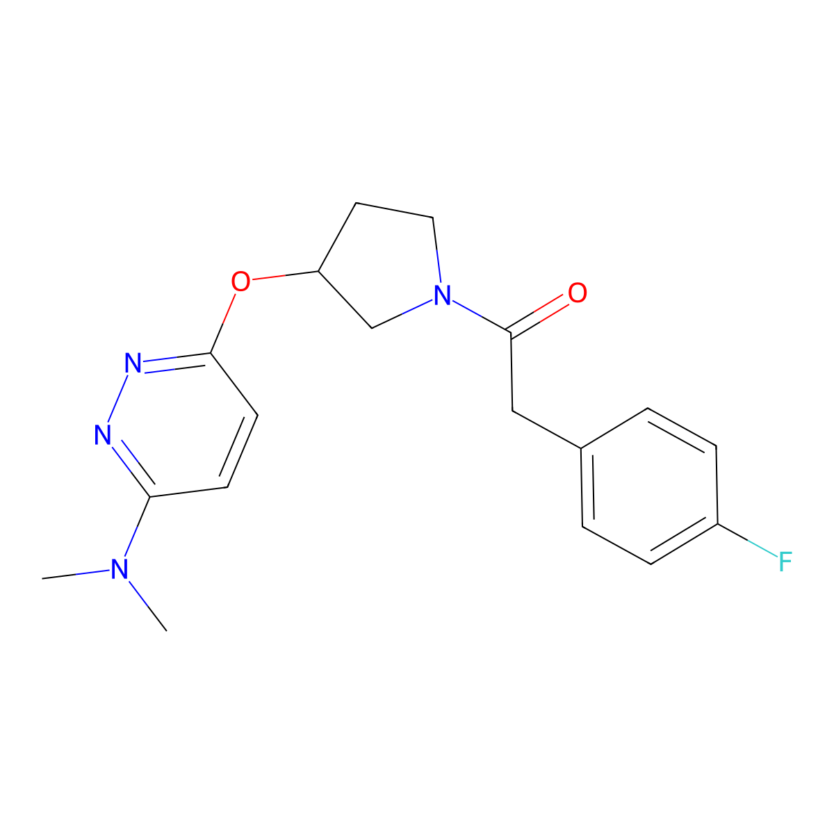 1-(3-((6-(Dimethylamino)pyridazin-3-yl)oxy)pyrrolidin-1-yl)-2-(4-fluorophenyl)ethanone molecular structure, CAS 2034224-79-6