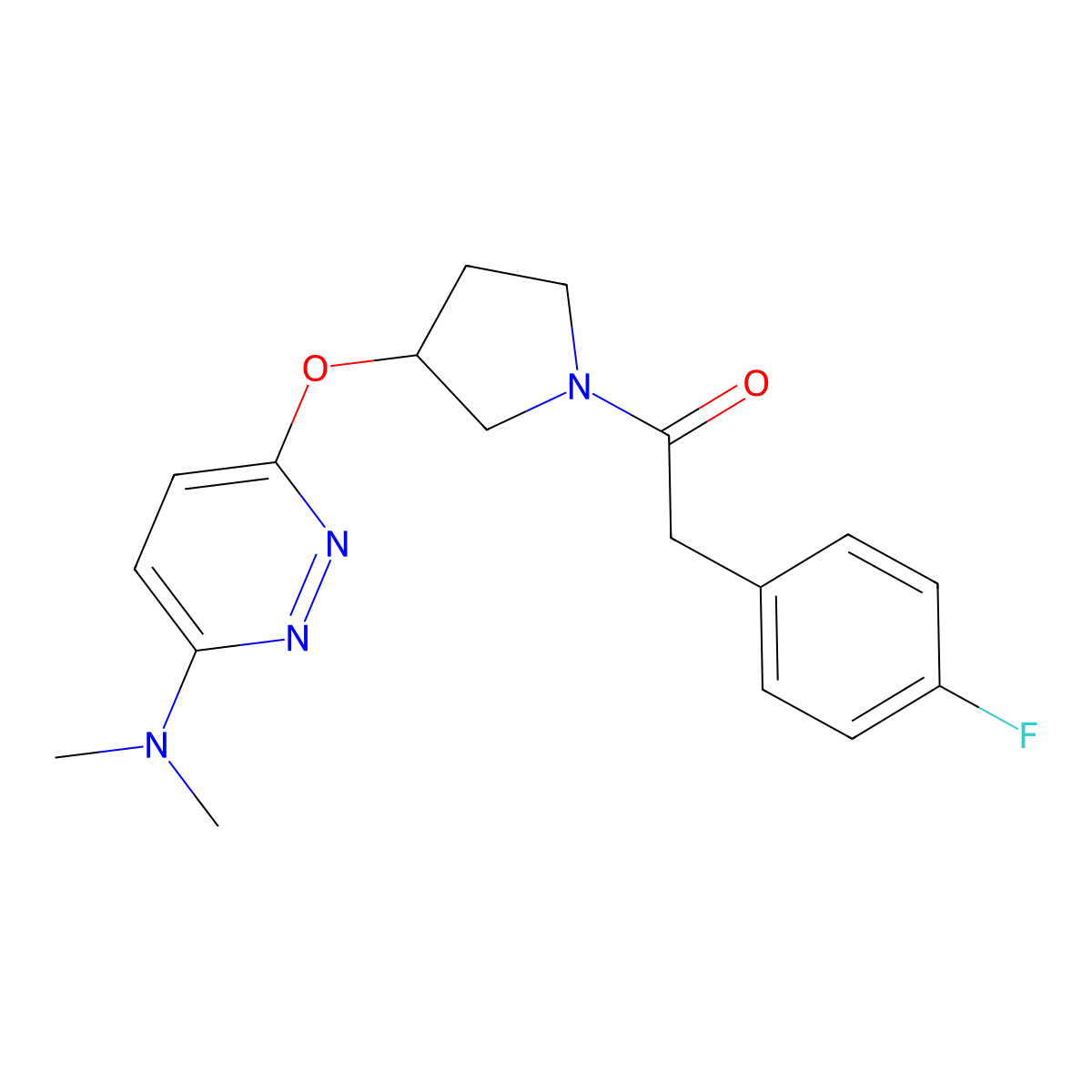 1-(3-((6-(Dimethylamino)pyridazin-3-yl)oxy)pyrrolidin-1-yl)-2-(4-fluorophenyl)ethanone molecular structure, CAS 2034224-79-6