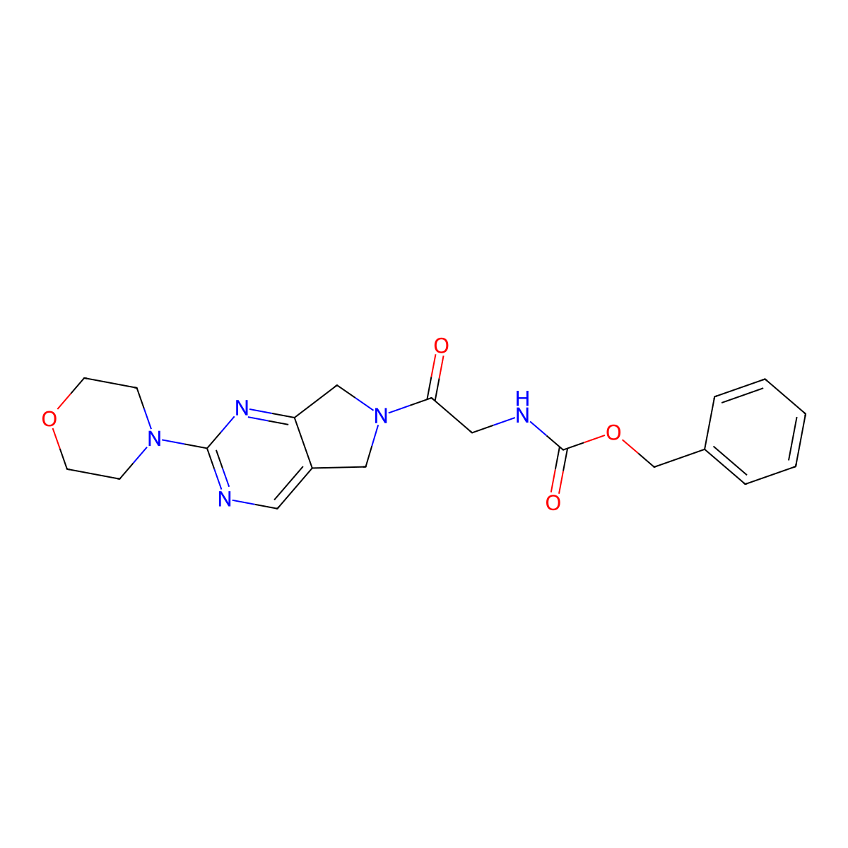 benzyl (2-(2-morpholino-5H-pyrrolo[3,4-d]pyrimidin-6(7H)-yl)-2-oxoethyl)carbamate molecular structure, CAS 2034224-81-0