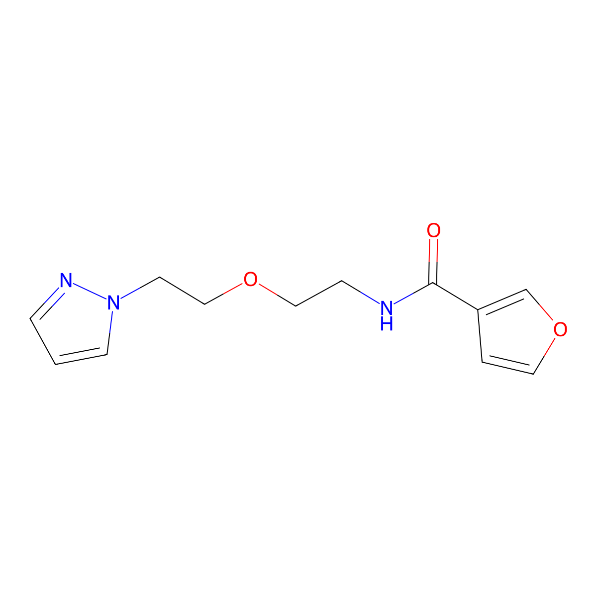 N-{2-[2-(1H-pyrazol-1-yl)ethoxy]ethyl}furan-3-carboxamide molecular structure, CAS 2034224-82-1