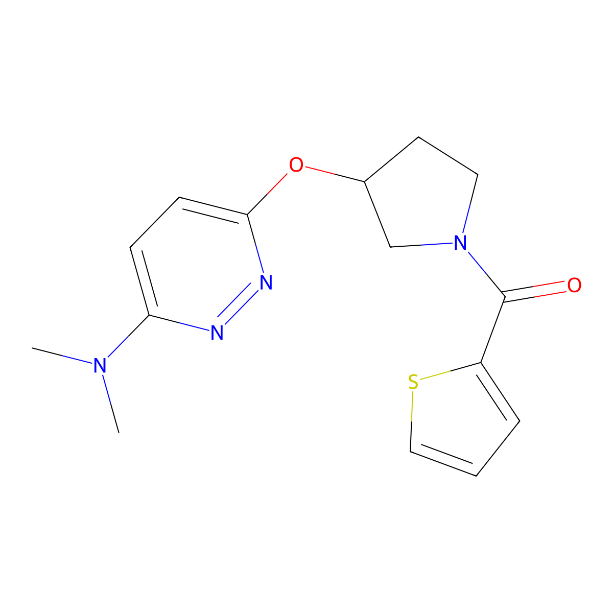 (3-((6-(Dimethylamino)pyridazin-3-yl)oxy)pyrrolidin-1-yl)(thiophen-2-yl)methanone molecular structure, CAS 2034224-83-2