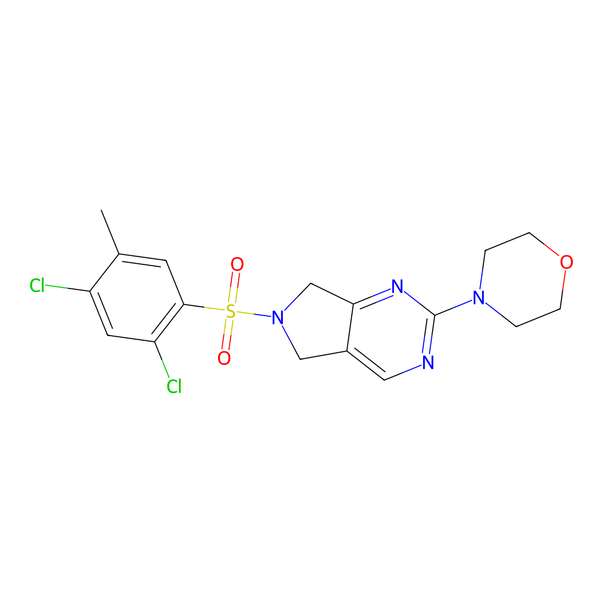 4-(6-((2,4-dichloro-5-methylphenyl)sulfonyl)-6,7-dihydro-5H-pyrrolo[3,4-d]pyrimidin-2-yl)morpholine molecular structure, CAS 2034224-84-3