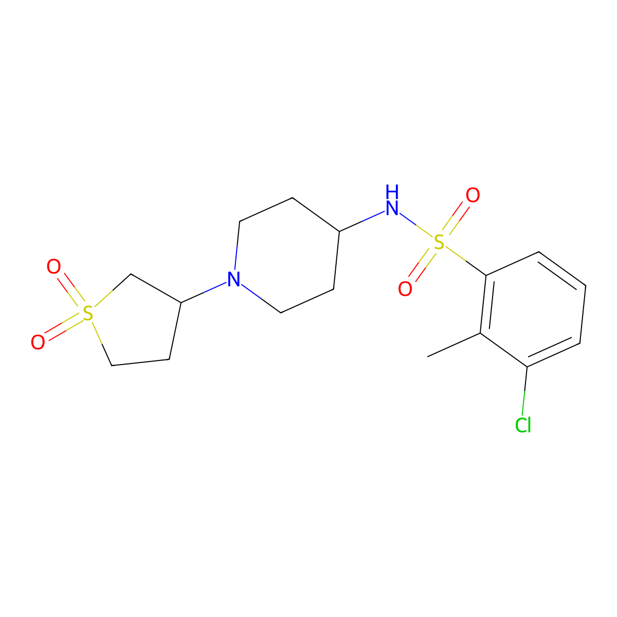 3-chloro-N-(1-(1,1-dioxidotetrahydrothiophen-3-yl)piperidin-4-yl)-2-methylbenzenesulfonamide molecular structure, CAS 2034224-94-5