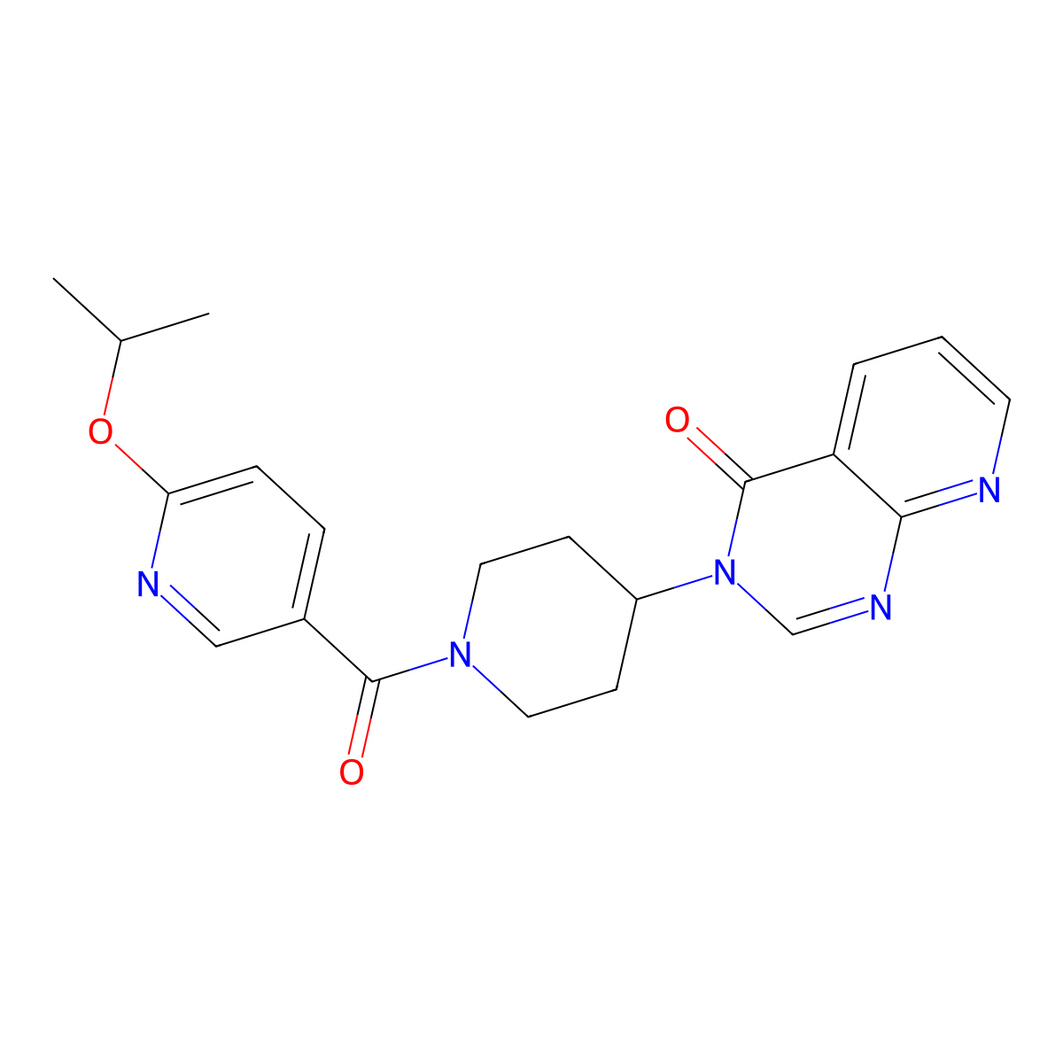 3-(1-(6-isopropoxynicotinoyl)piperidin-4-yl)pyrido[2,3-d]pyrimidin-4(3H)-one molecular structure, CAS 2034224-95-6