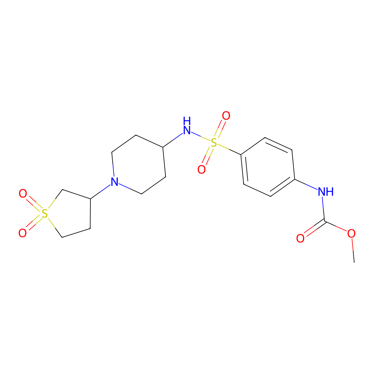 methyl (4-(N-(1-(1,1-dioxidotetrahydrothiophen-3-yl)piperidin-4-yl)sulfamoyl)phenyl)carbamate molecular structure, CAS 2034224-97-8