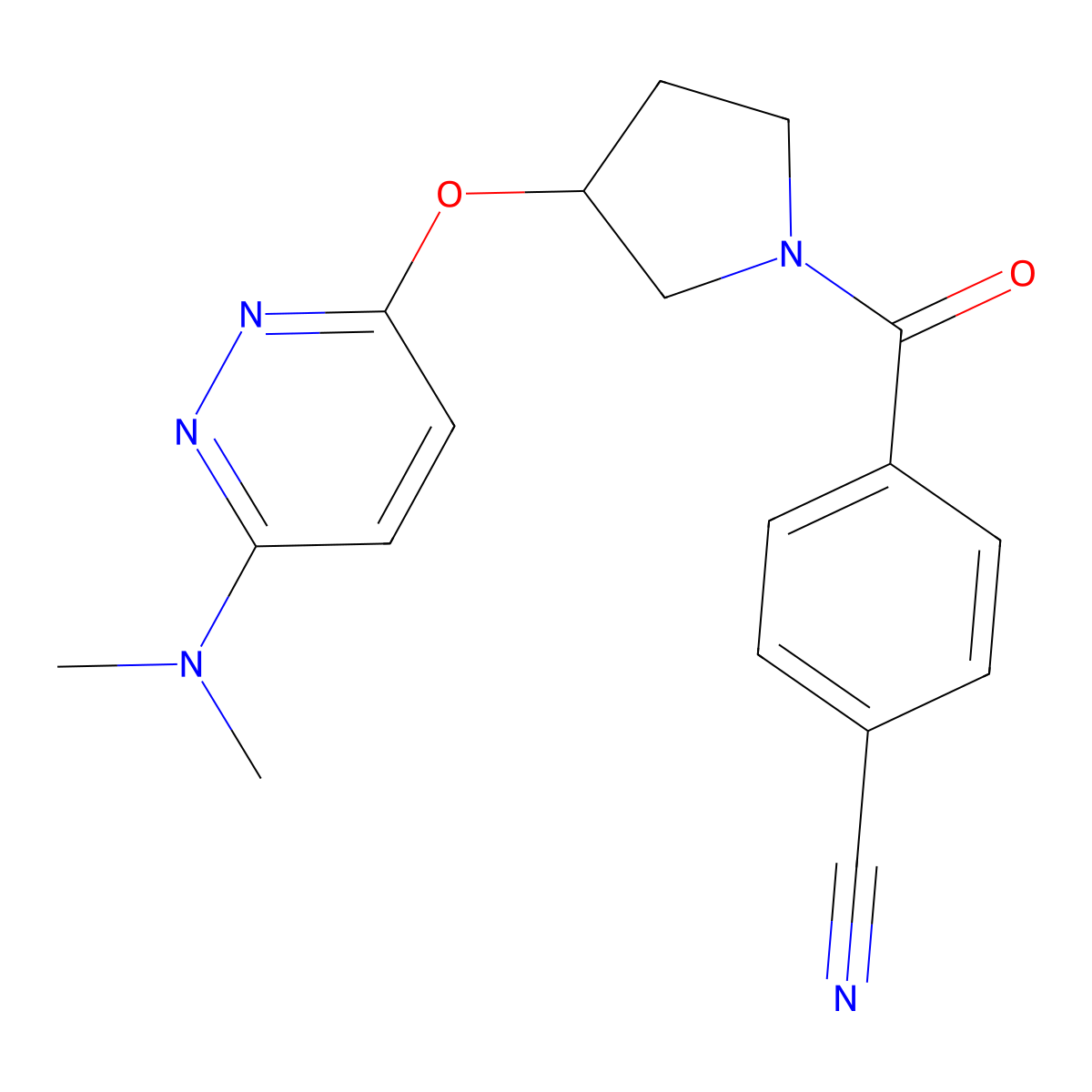4-(3-((6-(Dimethylamino)pyridazin-3-yl)oxy)pyrrolidine-1-carbonyl)benzonitrile molecular structure, CAS 2034224-98-9