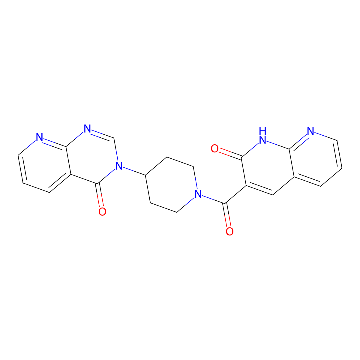3-(1-(2-oxo-1,2-dihydro-1,8-naphthyridine-3-carbonyl)piperidin-4-yl)pyrido[2,3-d]pyrimidin-4(3H)-one molecular structure, CAS 2034225-02-8