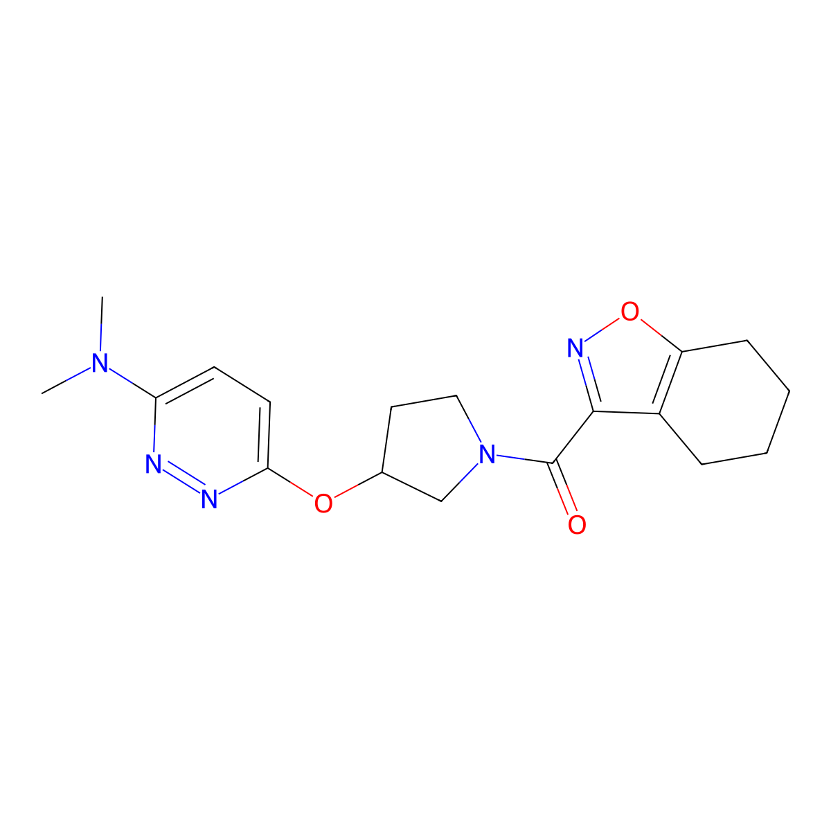 (3-((6-(Dimethylamino)pyridazin-3-yl)oxy)pyrrolidin-1-yl)(4,5,6,7-tetrahydrobenzo[d]isoxazol-3-yl)methanone molecular structure, CAS 2034225-06-2