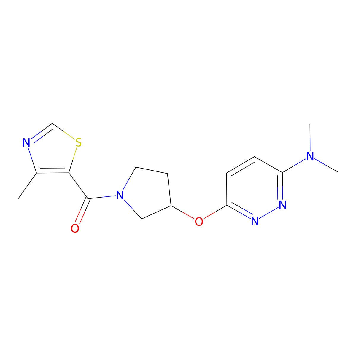 (3-((6-(Dimethylamino)pyridazin-3-yl)oxy)pyrrolidin-1-yl)(4-methylthiazol-5-yl)methanone molecular structure, CAS 2034225-12-0