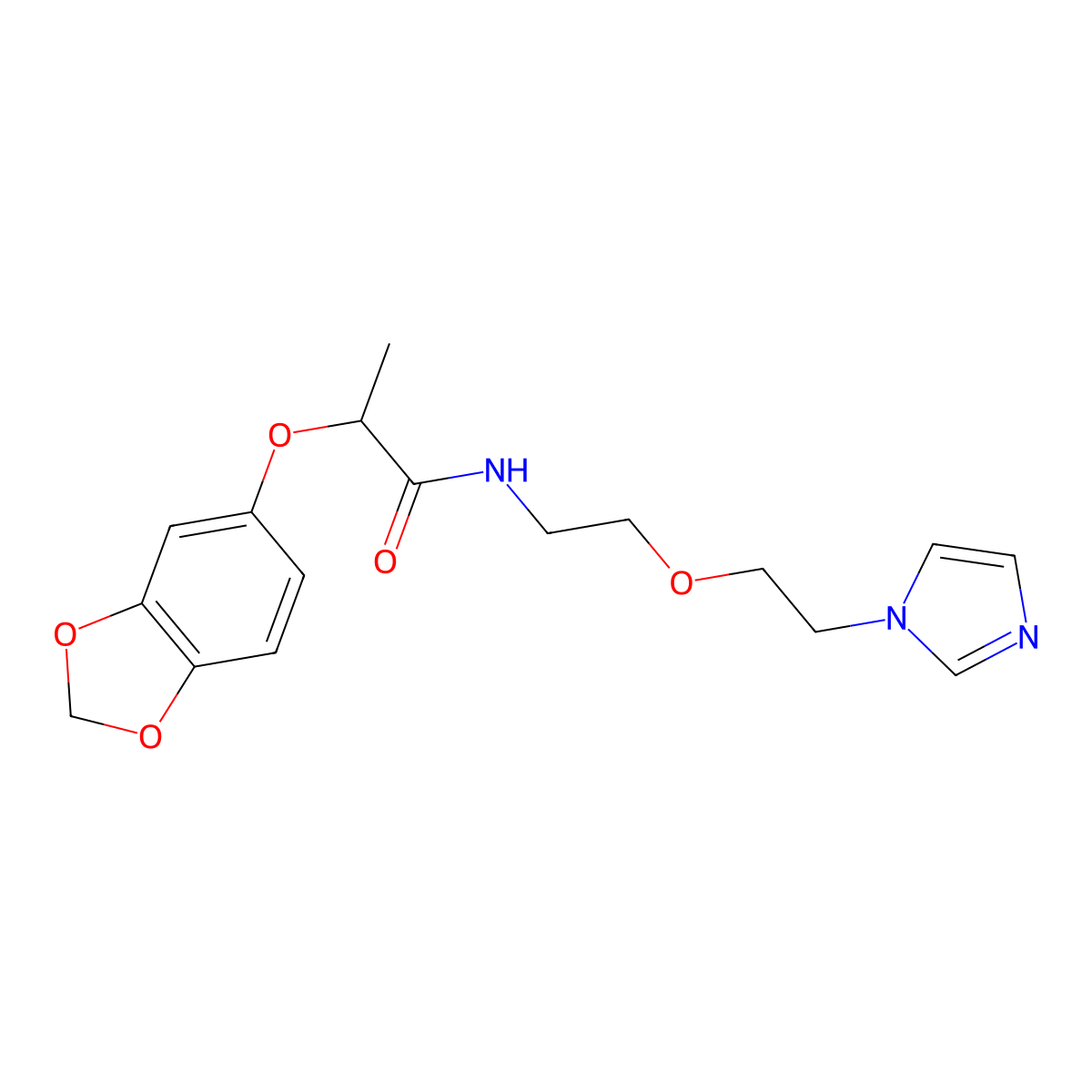 N-(2-(2-(1H-imidazol-1-yl)ethoxy)ethyl)-2-(benzo[d][1,3]dioxol-5-yloxy)propanamide molecular structure, CAS 2034225-16-4