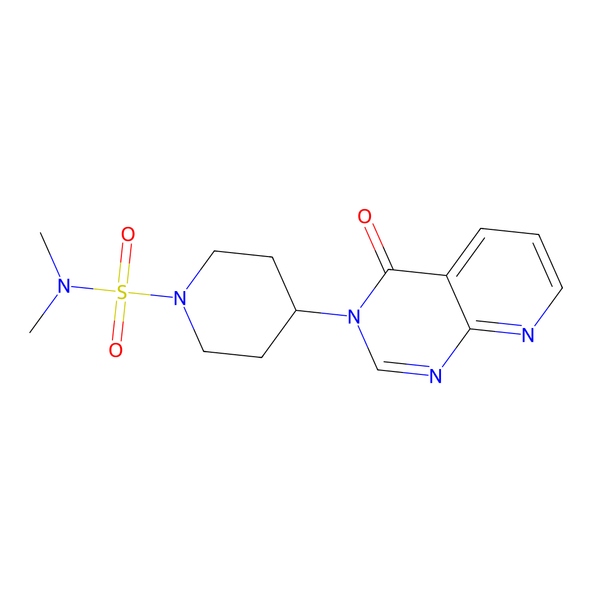 N,N-dimethyl-4-(4-oxopyrido[2,3-d]pyrimidin-3(4H)-yl)piperidine-1-sulfonamide molecular structure, CAS 2034225-19-7