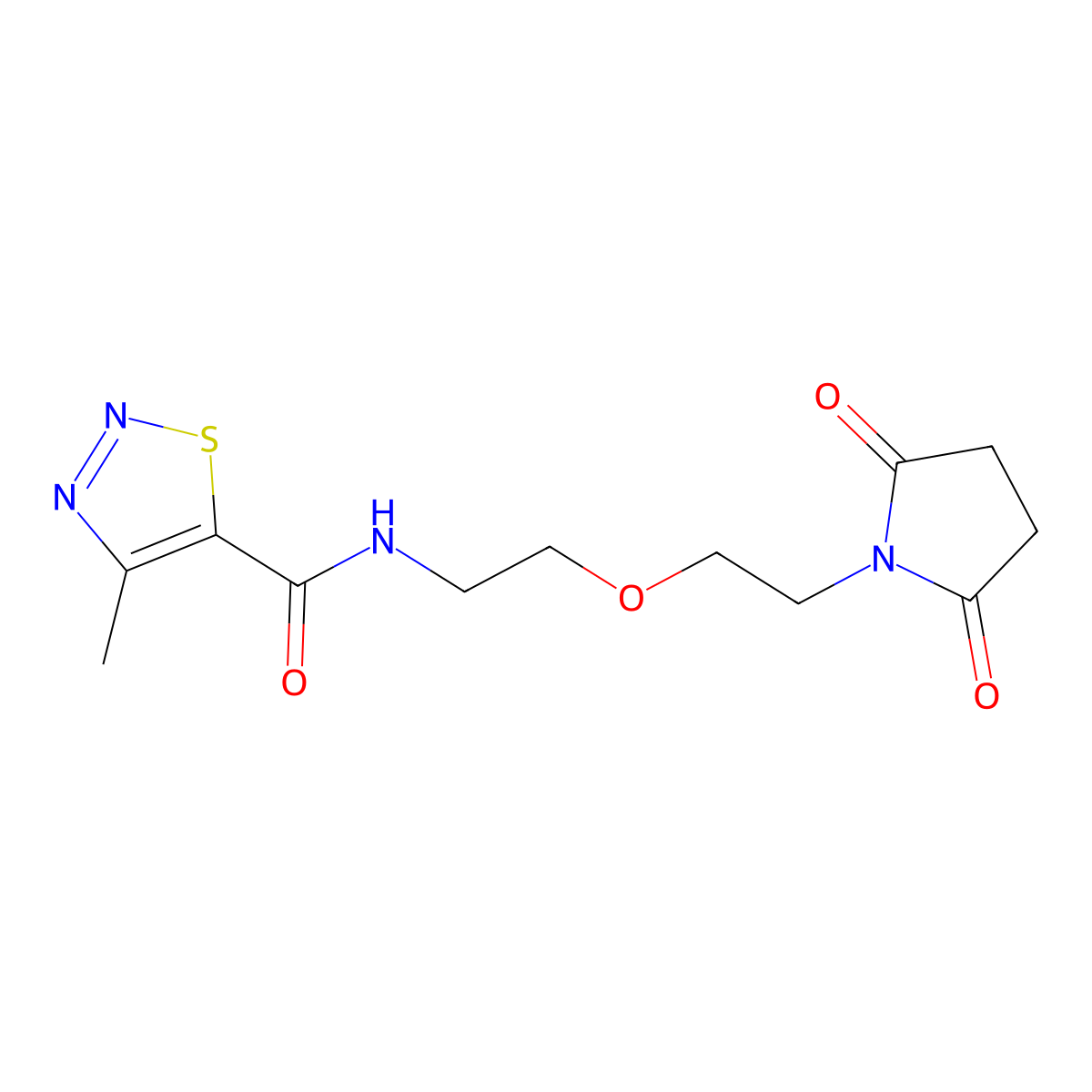 N-{2-[2-(2,5-dioxopyrrolidin-1-yl)ethoxy]ethyl}-4-methyl-1,2,3-thiadiazole-5-carboxamide molecular structure, CAS 2034225-30-2