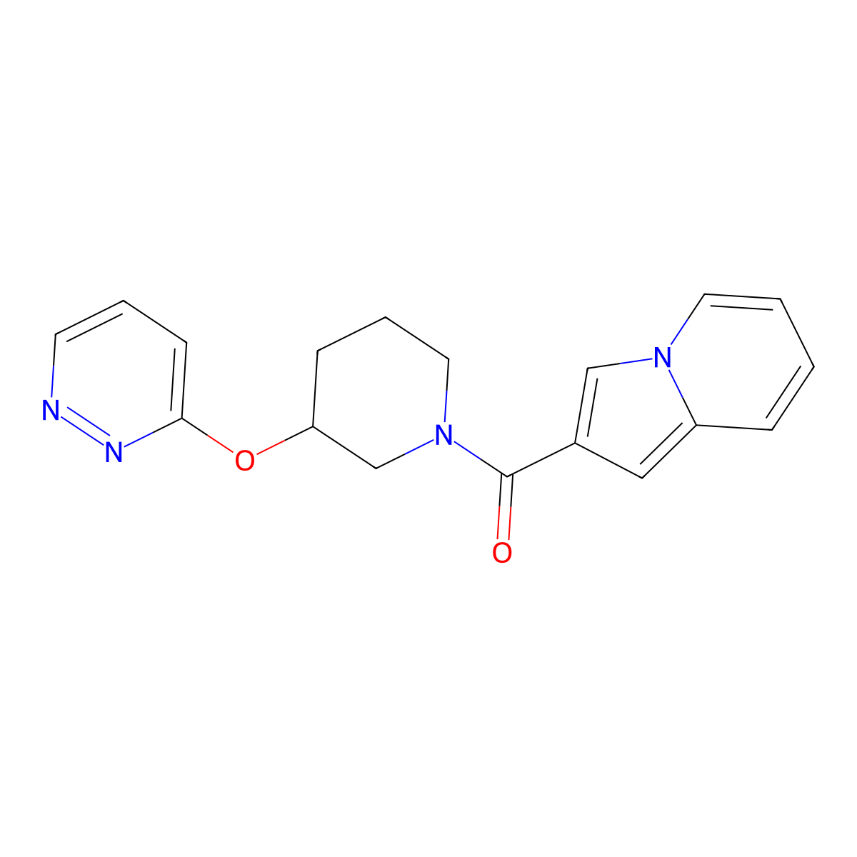 Indolizin-2-yl(3-(pyridazin-3-yloxy)piperidin-1-yl)methanone molecular structure, CAS 2034225-31-3