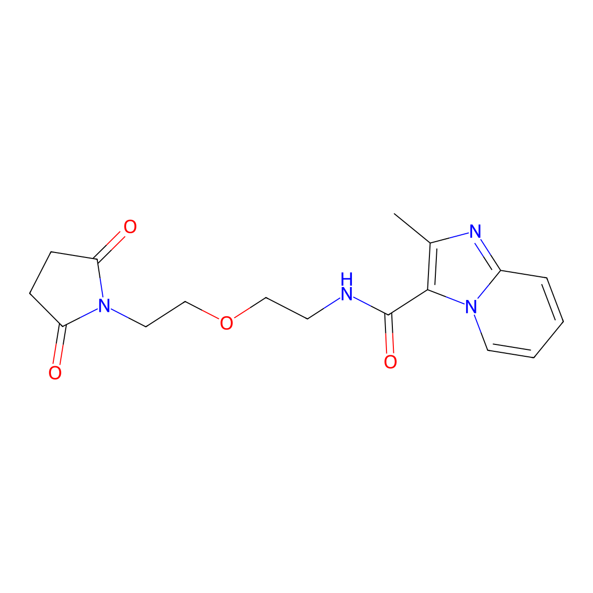 N-{2-[2-(2,5-dioxopyrrolidin-1-yl)ethoxy]ethyl}-2-methylimidazo[1,2-a]pyridine-3-carboxamide molecular structure, CAS 2034225-38-0