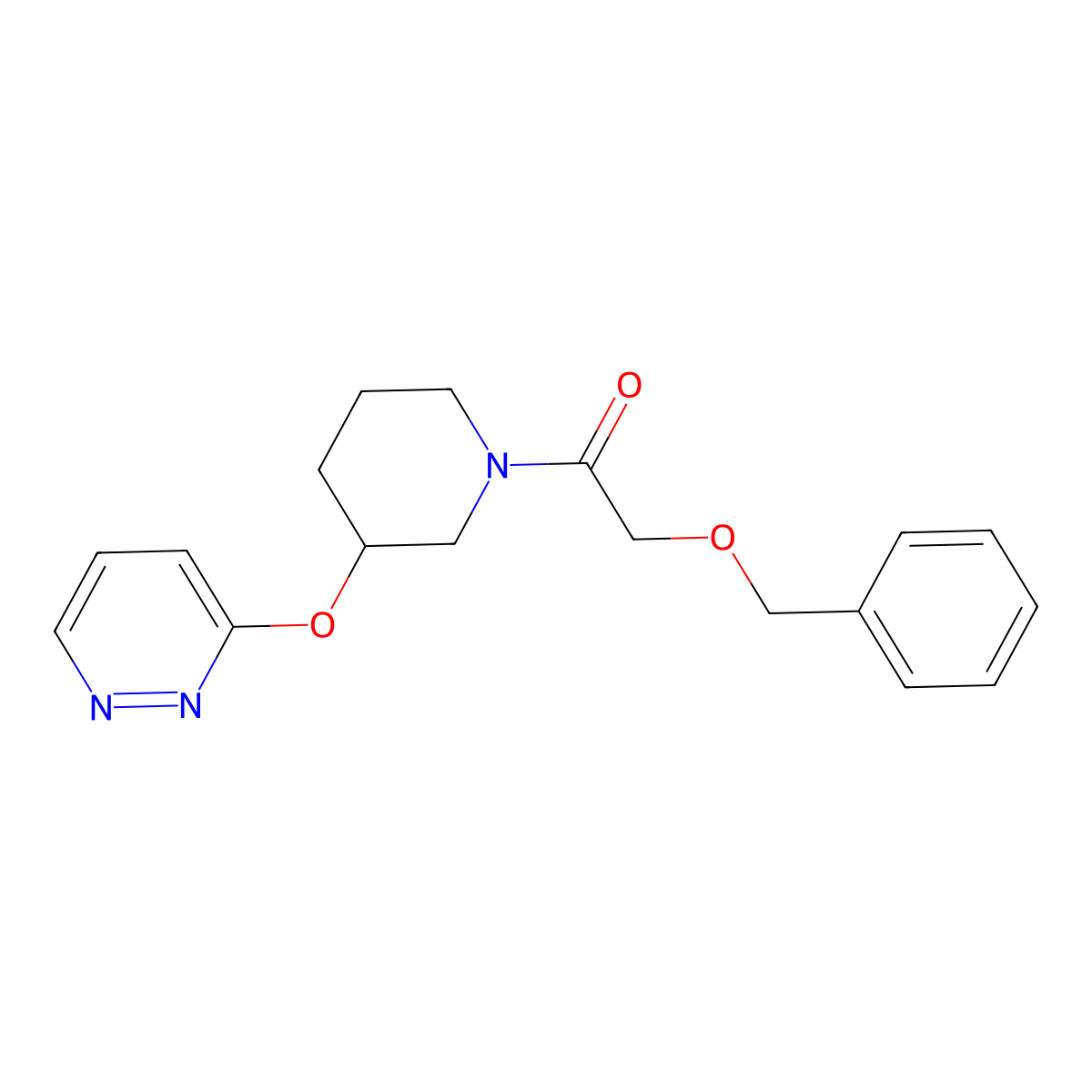 2-(Benzyloxy)-1-(3-(pyridazin-3-yloxy)piperidin-1-yl)ethanone molecular structure, CAS 2034225-48-2