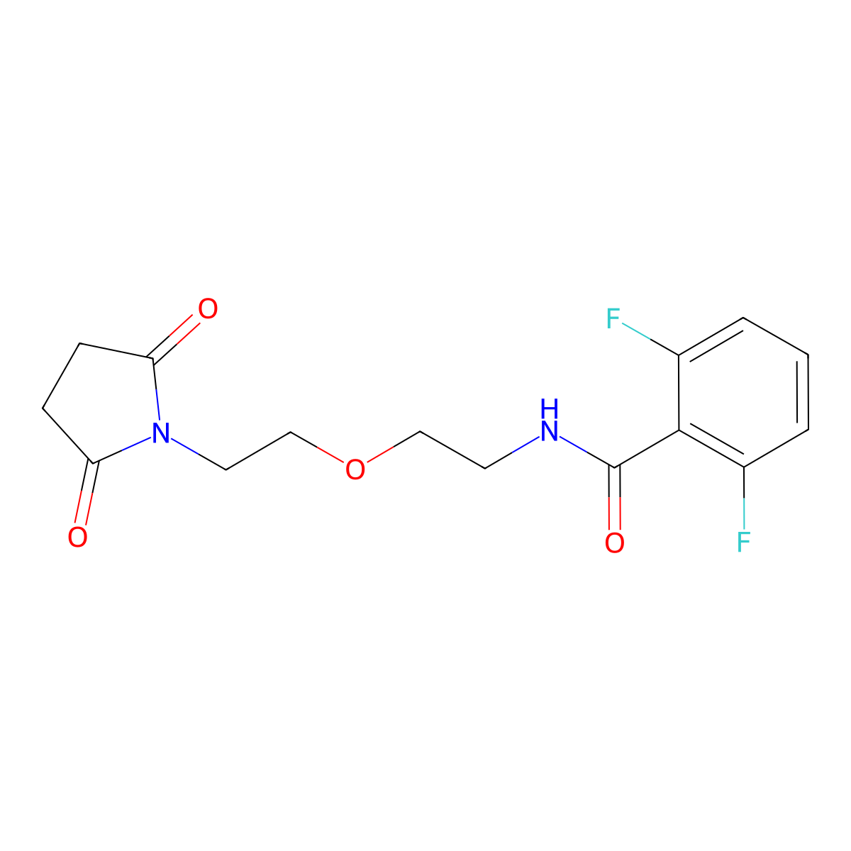 N-{2-[2-(2,5-dioxopyrrolidin-1-yl)ethoxy]ethyl}-2,6-difluorobenzamide molecular structure, CAS 2034225-52-8