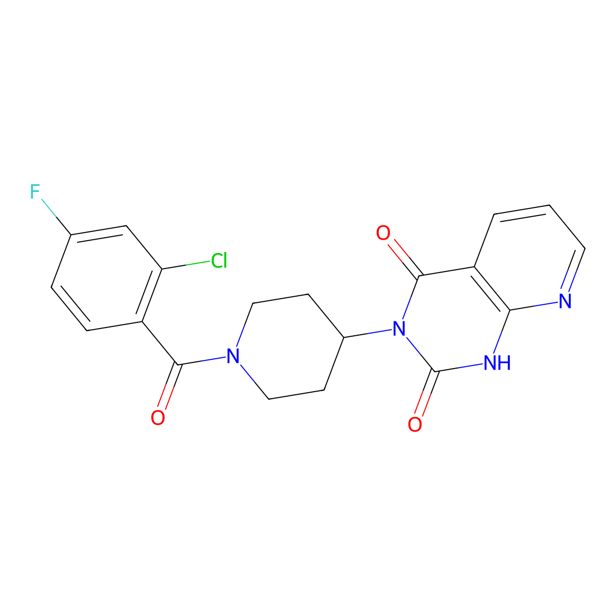 3-(1-(2-chloro-4-fluorobenzoyl)piperidin-4-yl)pyrido[2,3-d]pyrimidine-2,4(1H,3H)-dione molecular structure, CAS 2034225-61-9