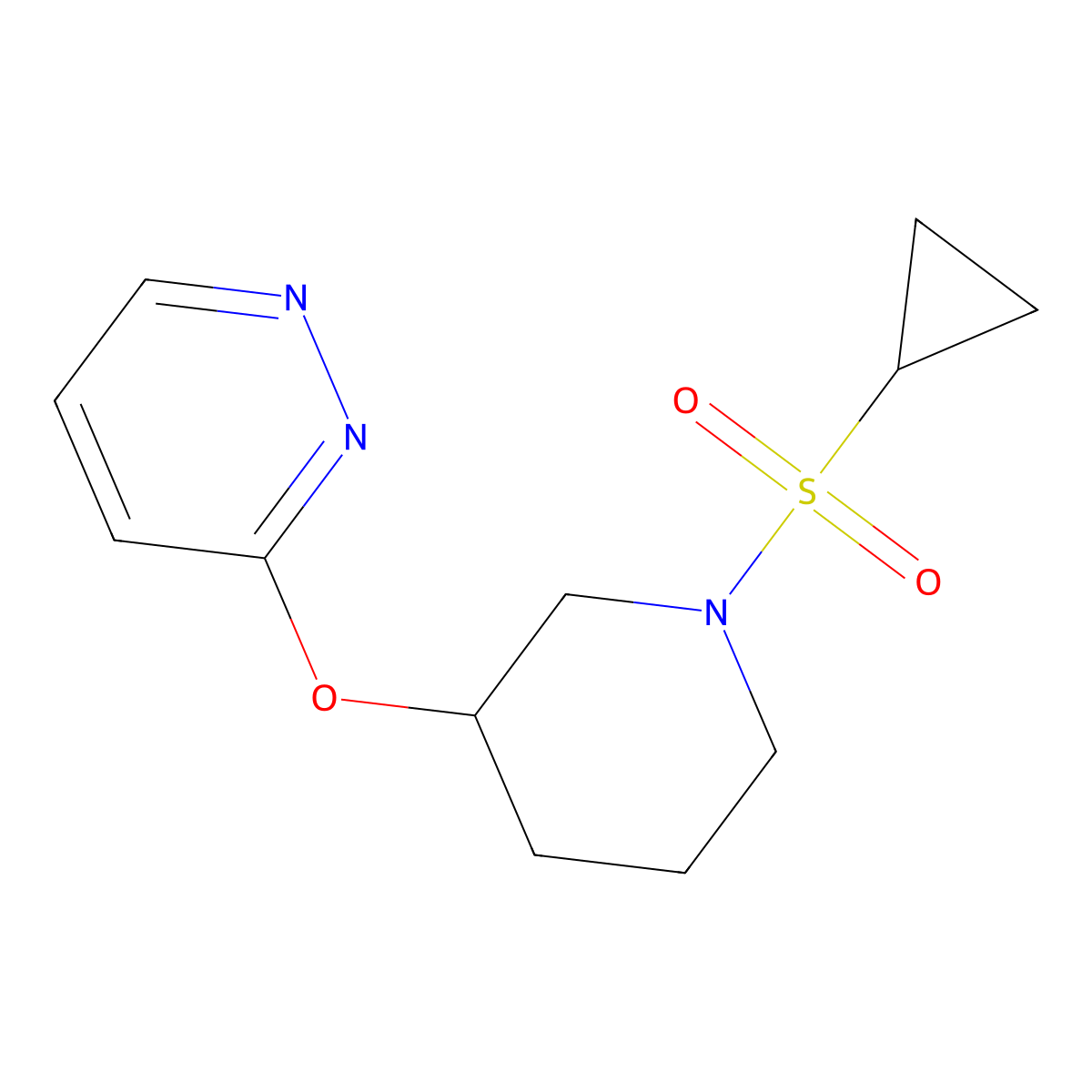 3-((1-(Cyclopropylsulfonyl)piperidin-3-yl)oxy)pyridazine molecular structure, CAS 2034225-68-6