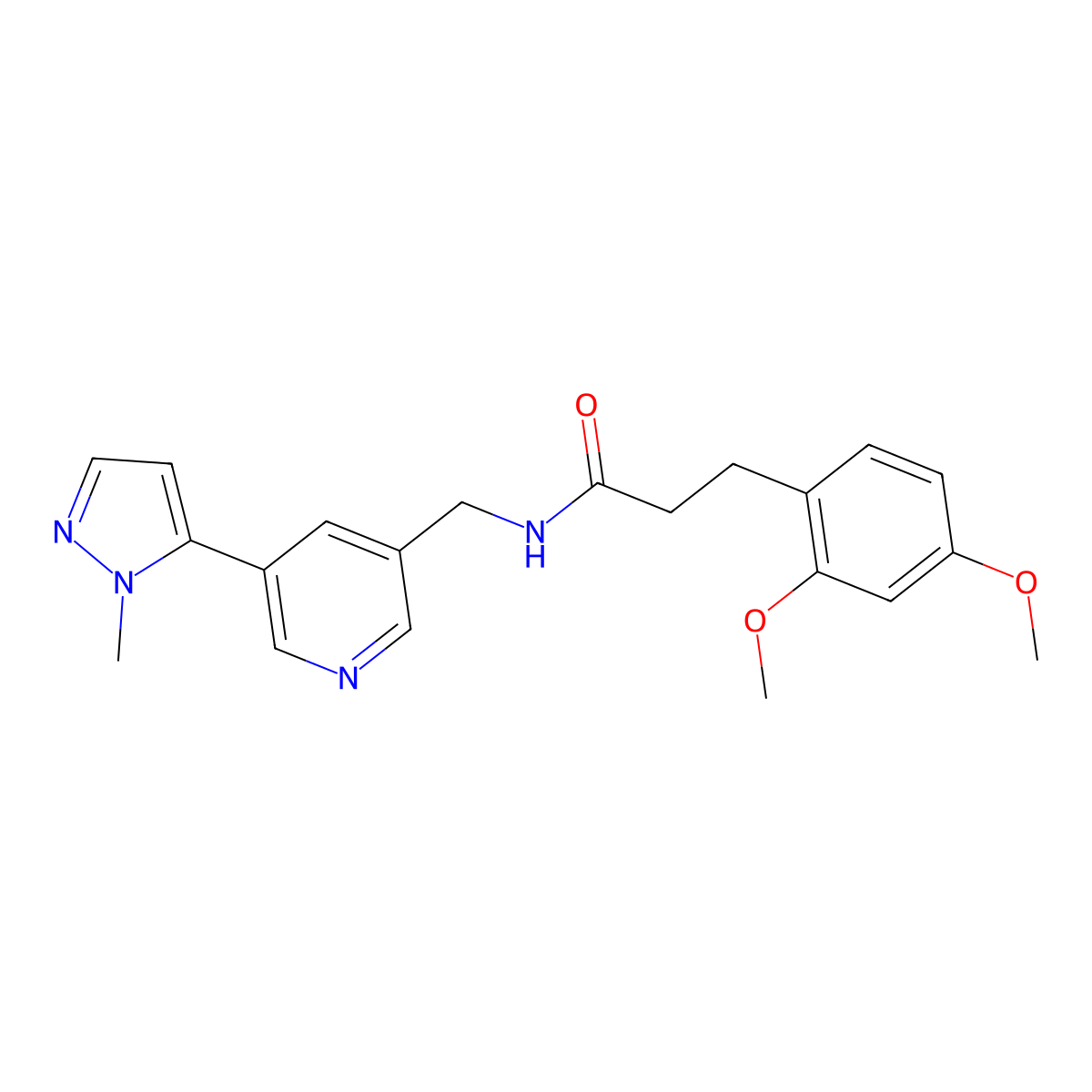 3-(2,4-dimethoxyphenyl)-N-{[5-(1-methyl-1H-pyrazol-5-yl)pyridin-3-yl]methyl}propanamide molecular structure, CAS 2034225-71-1