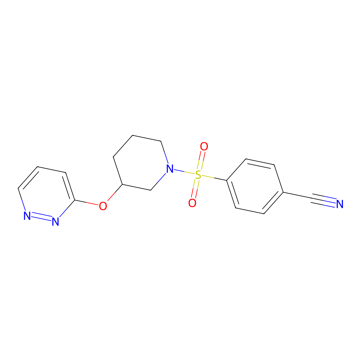 4-{[3-(Pyridazin-3-yloxy)piperidin-1-yl]sulfonyl}benzonitrile molecular structure, CAS 2034225-77-7