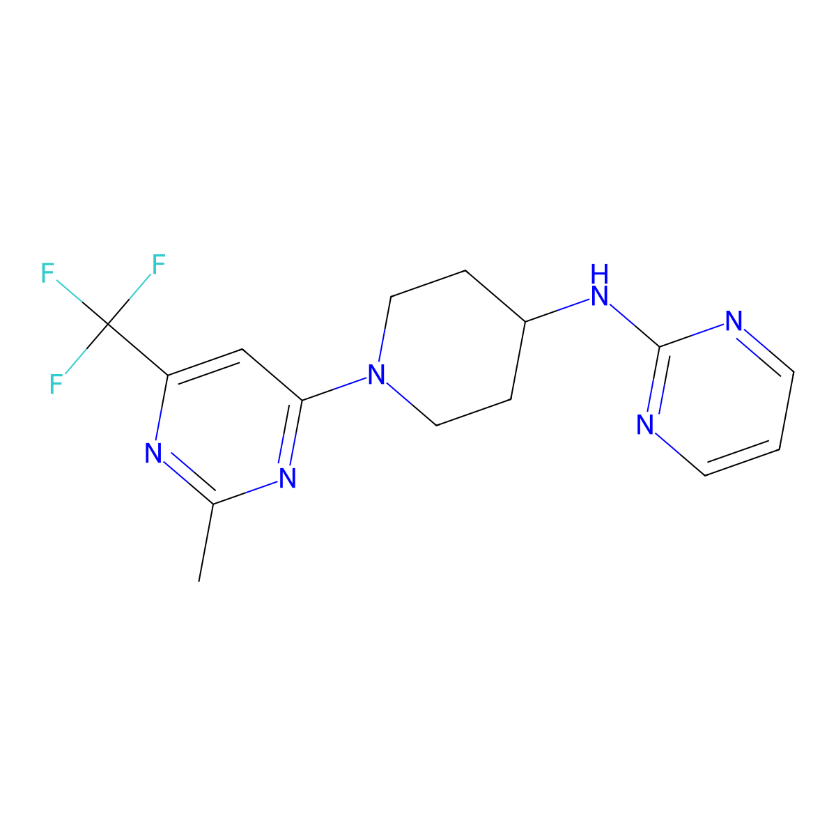 N-{1-[2-methyl-6-(trifluoromethyl)pyrimidin-4-yl]piperidin-4-yl}pyrimidin-2-amine molecular structure, CAS 2034225-78-8