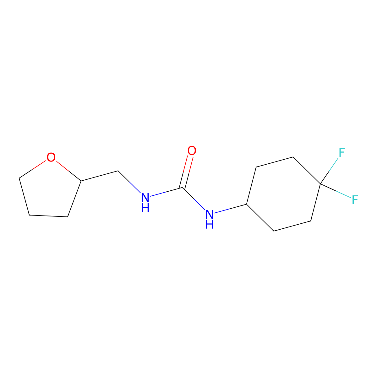 1-(4,4-Difluorocyclohexyl)-3-((tetrahydrofuran-2-yl)methyl)urea molecular structure, CAS 2034225-91-5