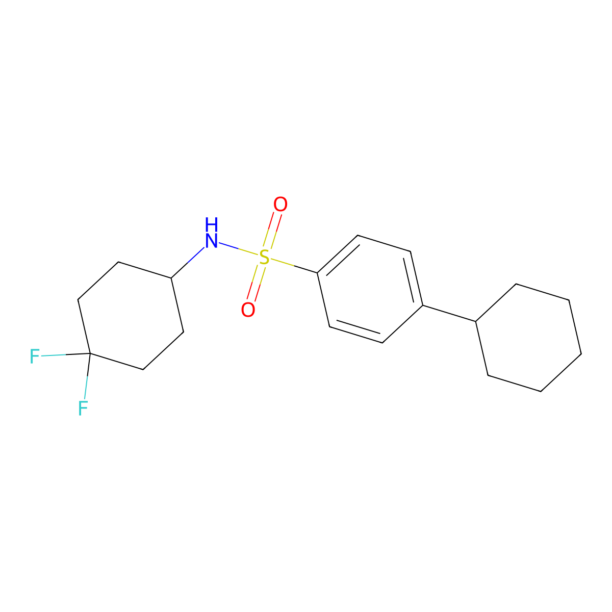 4-cyclohexyl-N-(4,4-difluorocyclohexyl)benzenesulfonamide molecular structure, CAS 2034225-93-7