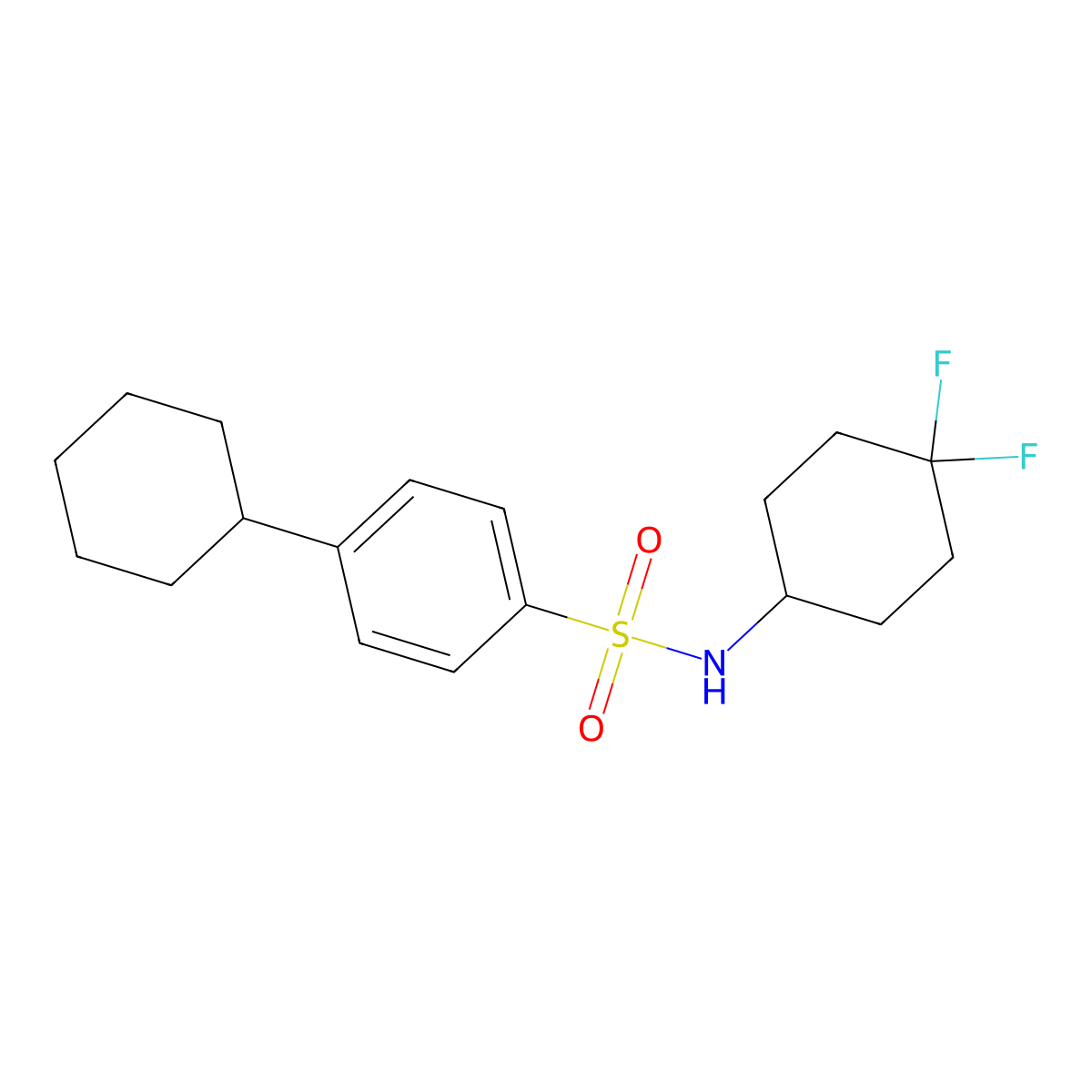 4-cyclohexyl-N-(4,4-difluorocyclohexyl)benzenesulfonamide molecular structure, CAS 2034225-93-7