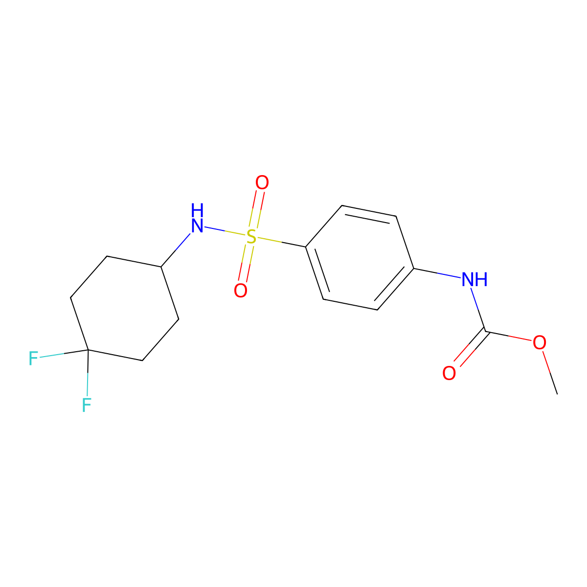 methyl (4-(N-(4,4-difluorocyclohexyl)sulfamoyl)phenyl)carbamate molecular structure, CAS 2034225-95-9