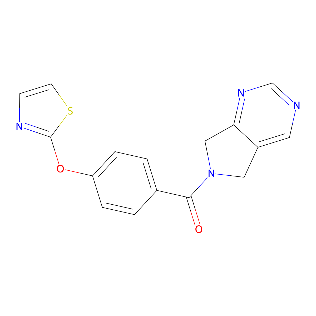 (5H-pyrrolo[3,4-d]pyrimidin-6(7H)-yl)(4-(thiazol-2-yloxy)phenyl)methanone molecular structure, CAS 2034226-00-9