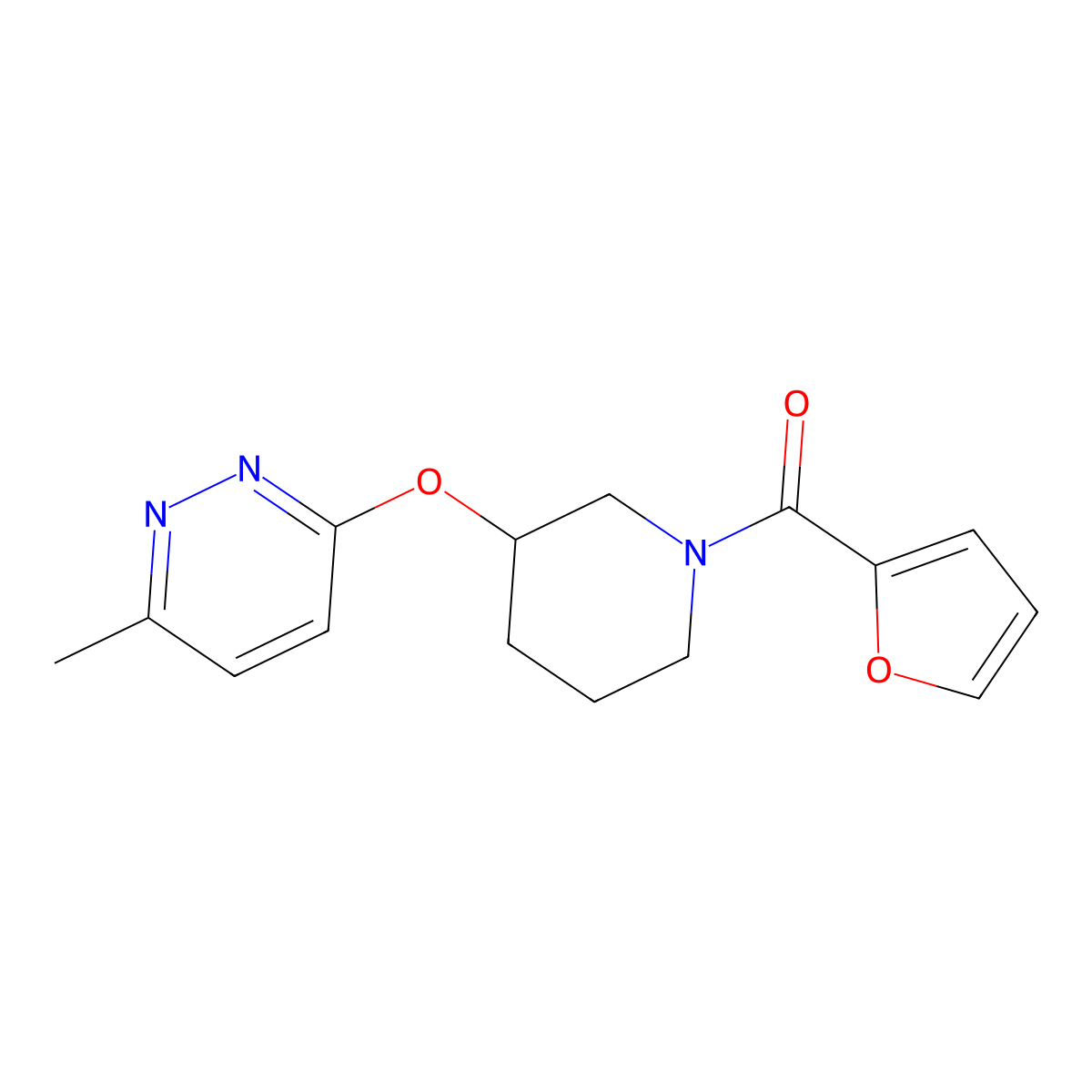 Furan-2-yl(3-((6-methylpyridazin-3-yl)oxy)piperidin-1-yl)methanone molecular structure, CAS 2034226-01-0