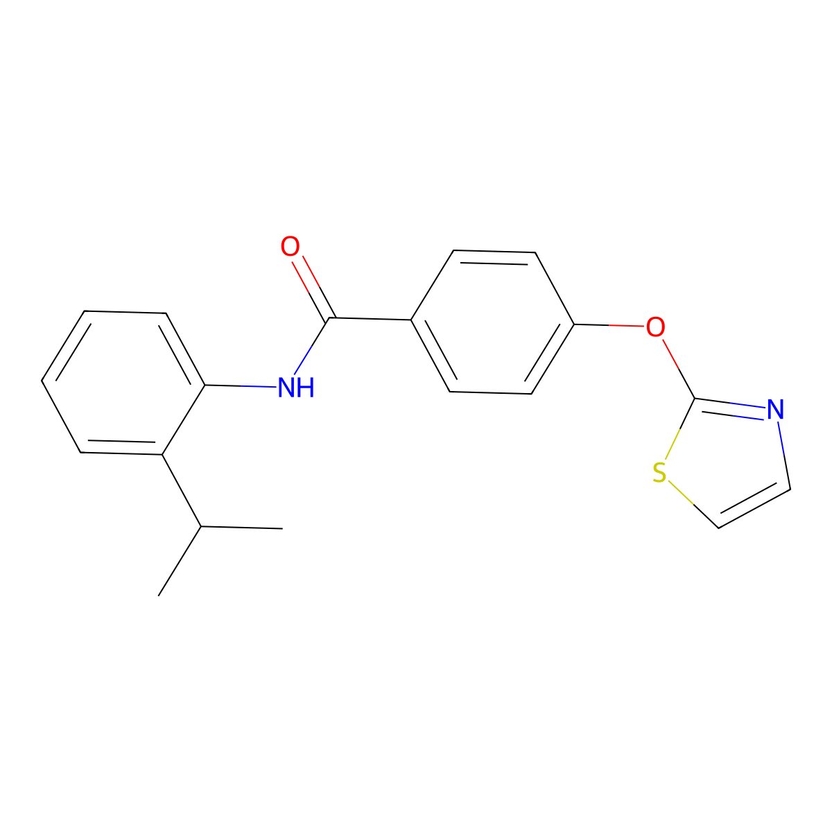 N-(2-isopropylphenyl)-4-(thiazol-2-yloxy)benzamide molecular structure, CAS 2034226-10-1