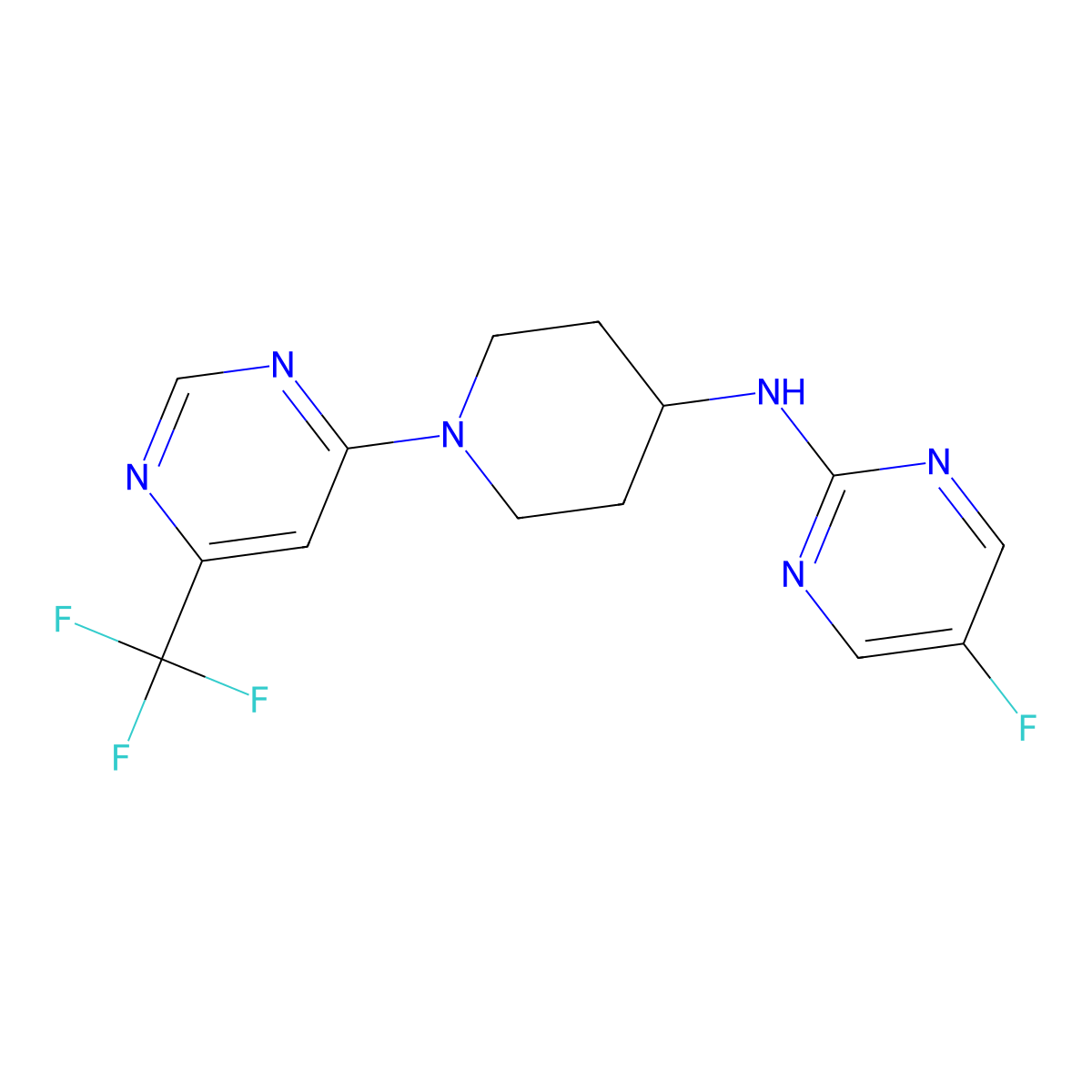 5-fluoro-N-{1-[6-(trifluoromethyl)pyrimidin-4-yl]piperidin-4-yl}pyrimidin-2-amine molecular structure, CAS 2034226-20-3