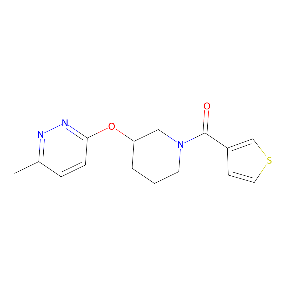 (3-((6-Methylpyridazin-3-yl)oxy)piperidin-1-yl)(thiophen-3-yl)methanone molecular structure, CAS 2034226-22-5