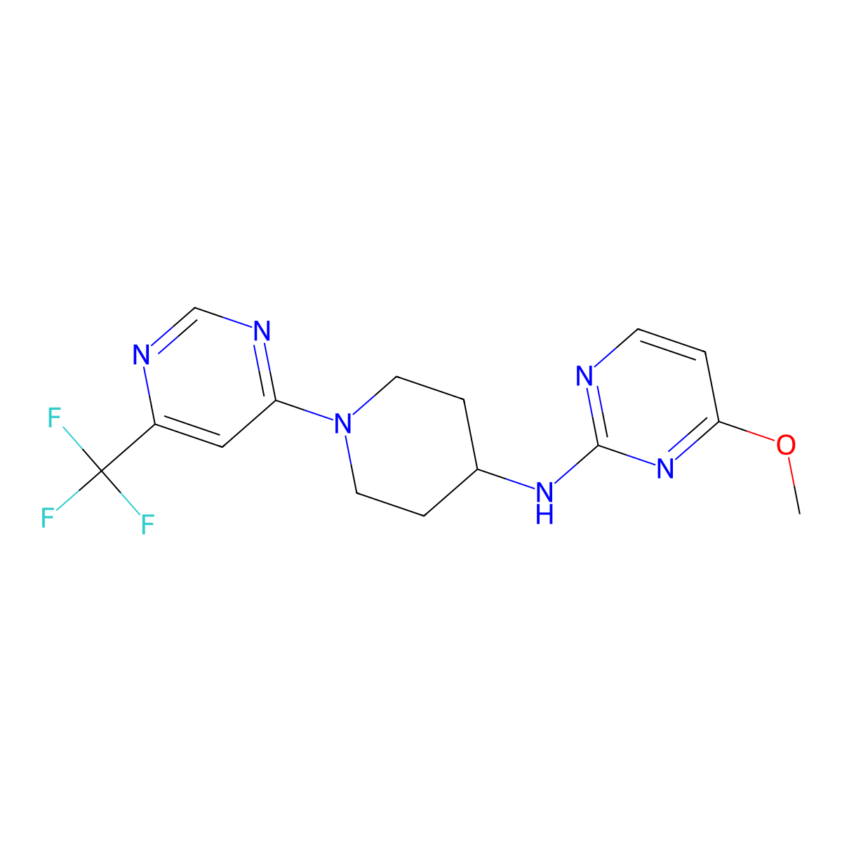 4-methoxy-N-{1-[6-(trifluoromethyl)pyrimidin-4-yl]piperidin-4-yl}pyrimidin-2-amine molecular structure, CAS 2034226-29-2