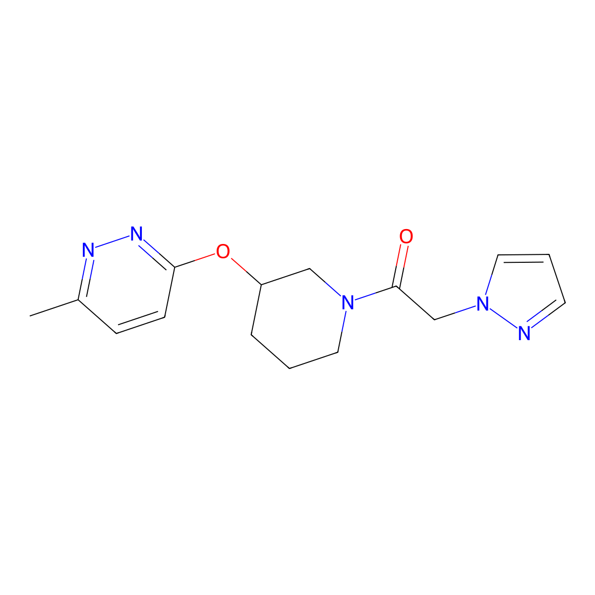 1-(3-((6-methylpyridazin-3-yl)oxy)piperidin-1-yl)-2-(1H-pyrazol-1-yl)ethanone molecular structure, CAS 2034226-32-7