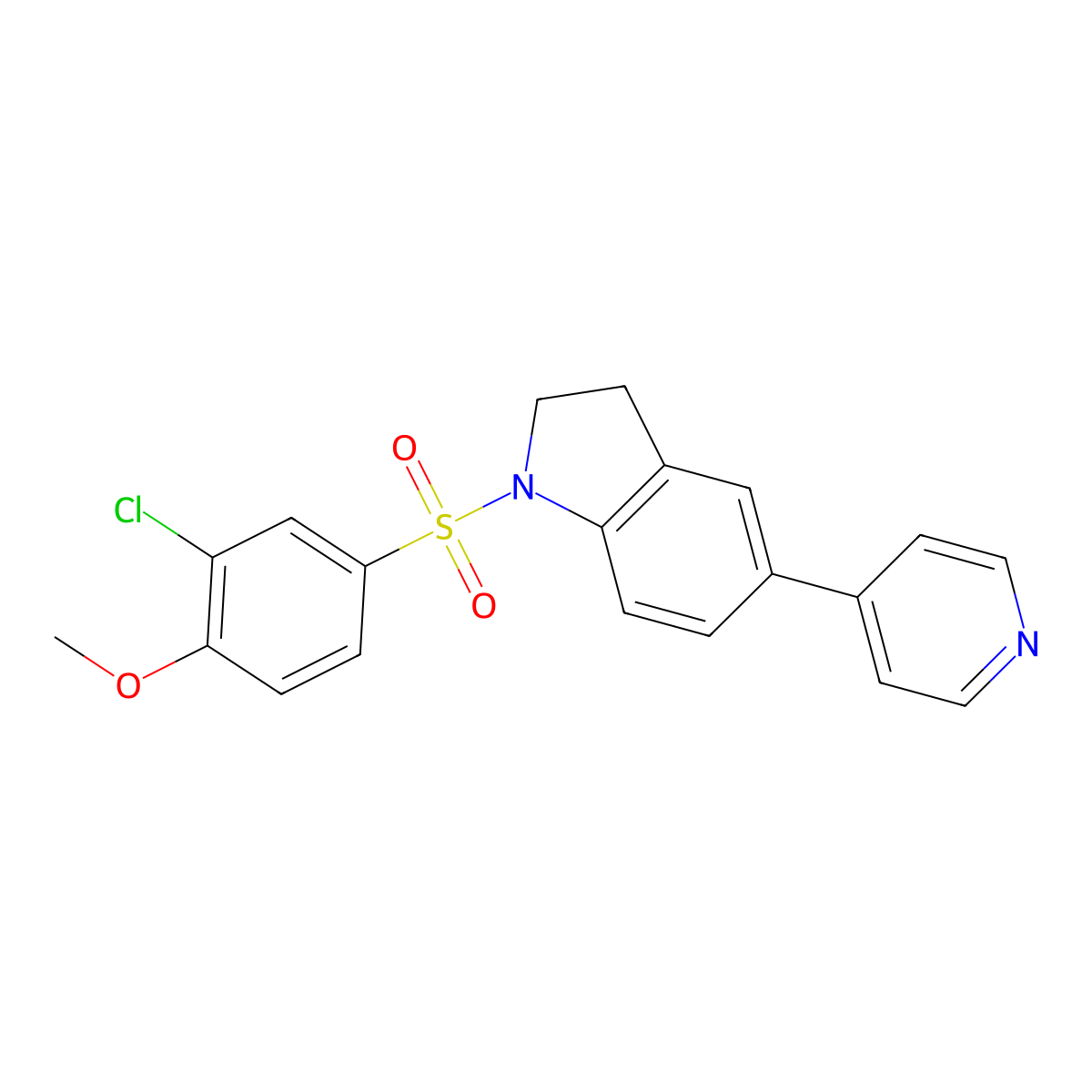 1-((3-Chloro-4-methoxyphenyl)sulfonyl)-5-(pyridin-4-yl)indoline molecular structure, CAS 2034226-46-3