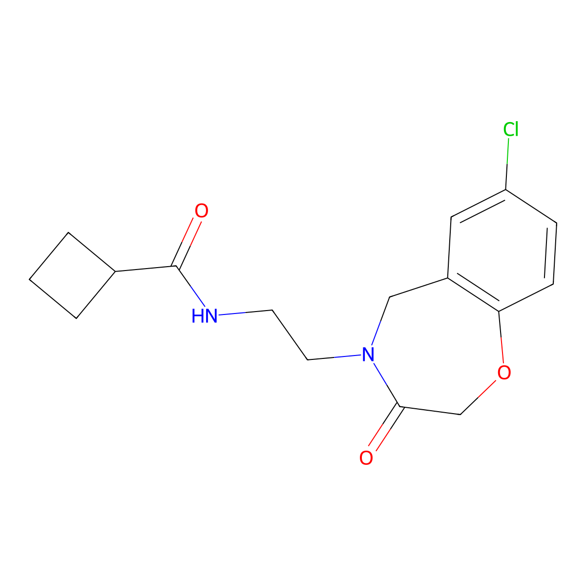 N-(2-(7-chloro-3-oxo-2,3-dihydrobenzo[f][1,4]oxazepin-4(5H)-yl)ethyl)cyclobutanecarboxamide molecular structure, CAS 2034226-50-9