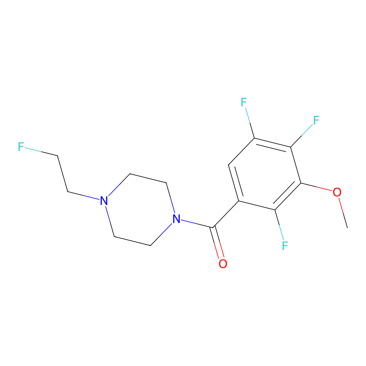 (4-(2-Fluoroethyl)piperazin-1-yl)(2,4,5-trifluoro-3-methoxyphenyl)methanone molecular structure, CAS 2034226-62-3