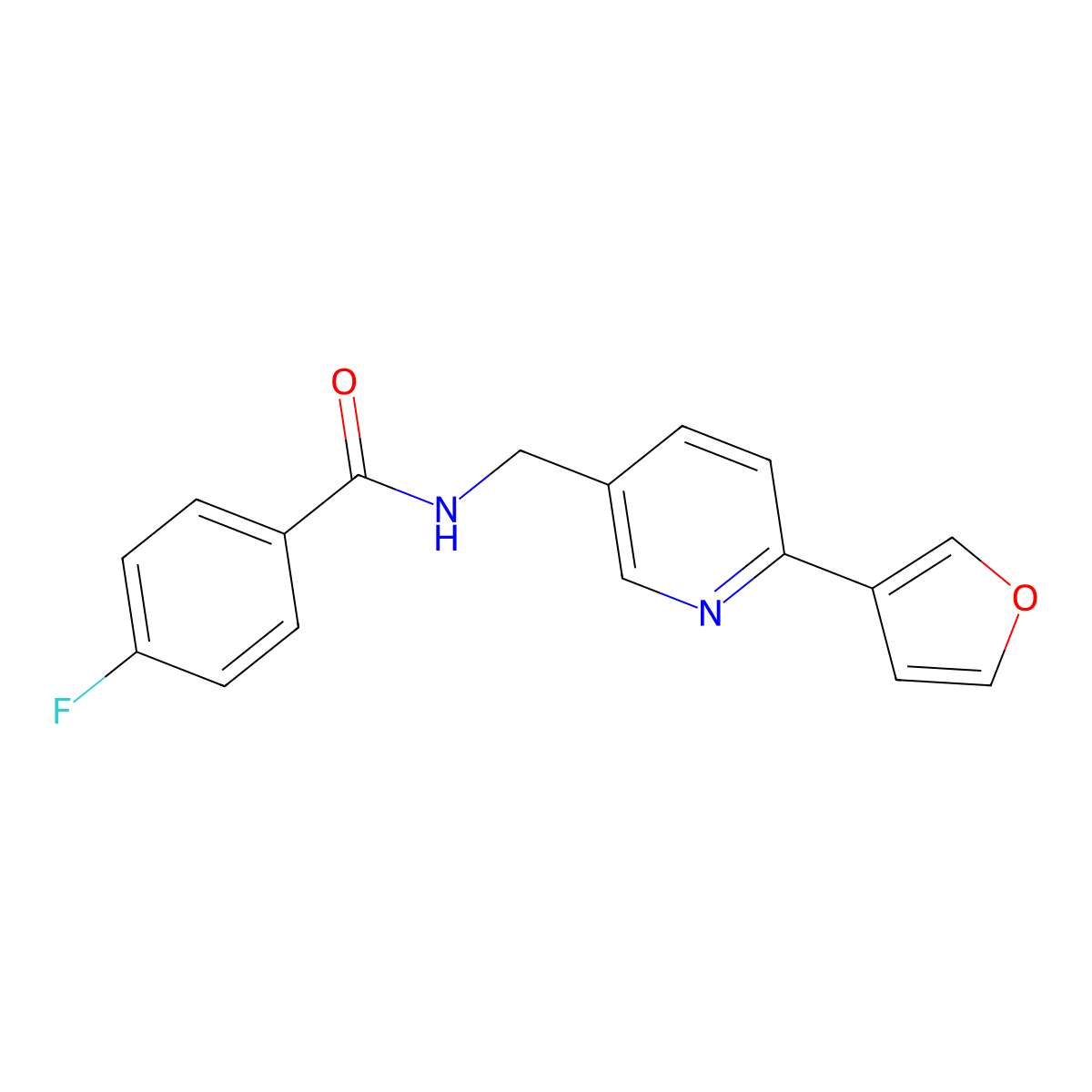 4-fluoro-N-((6-(furan-3-yl)pyridin-3-yl)methyl)benzamide molecular structure, CAS 2034226-65-6