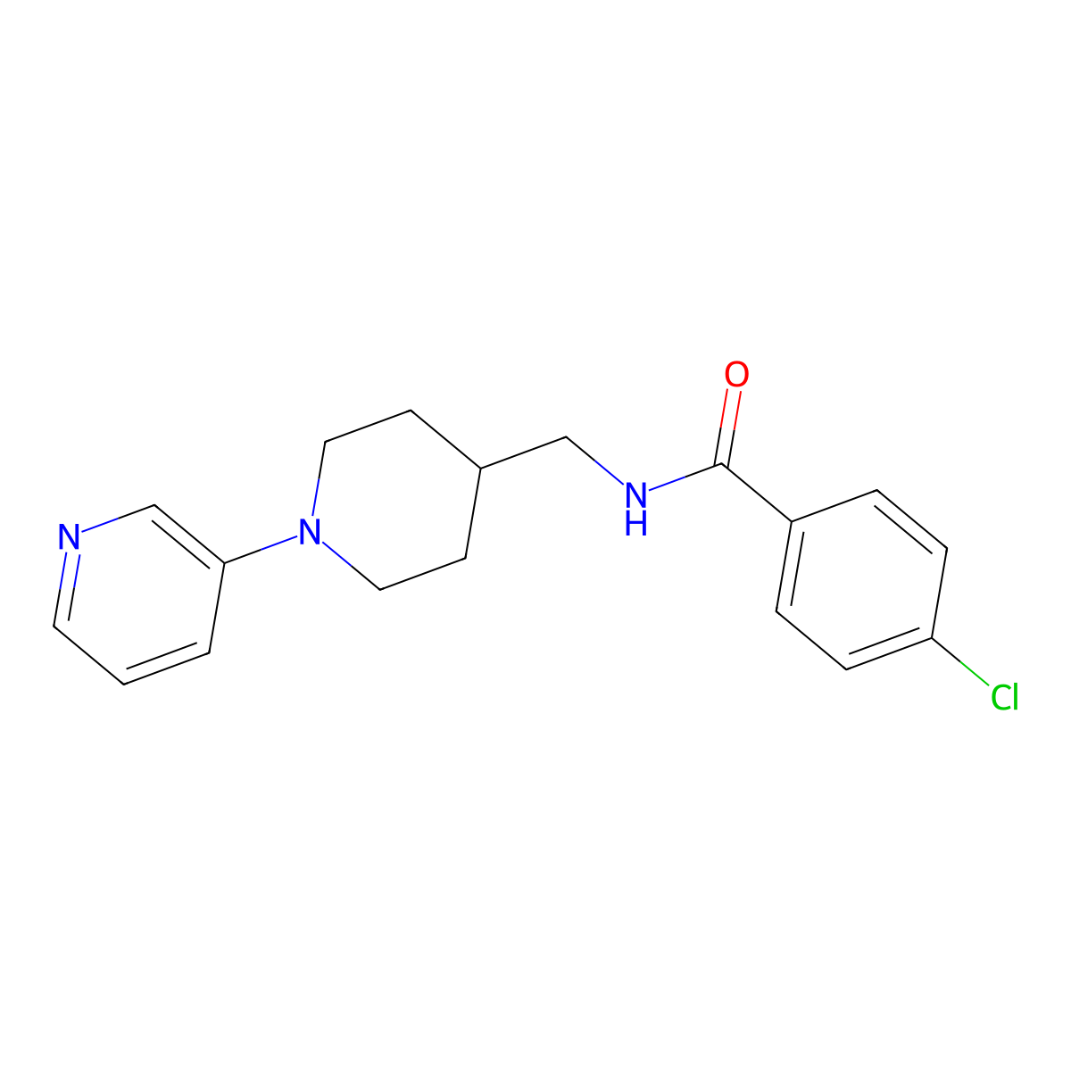 4-chloro-N-((1-(pyridin-3-yl)piperidin-4-yl)methyl)benzamide molecular structure, CAS 2034226-73-6