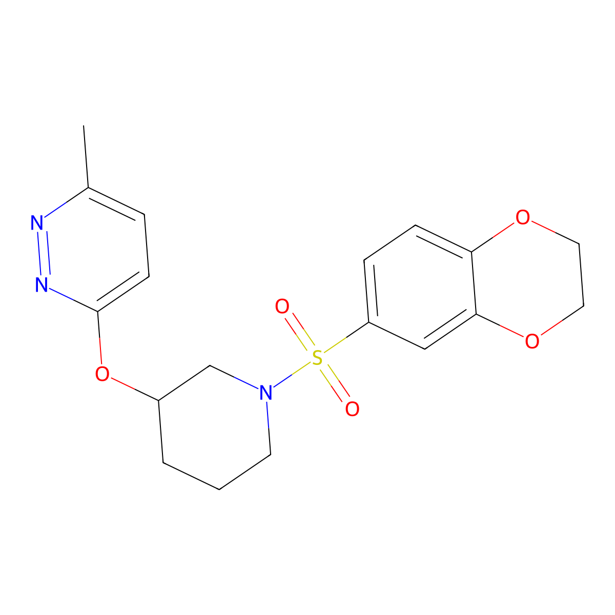 3-((1-((2,3-Dihydrobenzo[b][1,4]dioxin-6-yl)sulfonyl)piperidin-3-yl)oxy)-6-methylpyridazine molecular structure, CAS 2034226-75-8