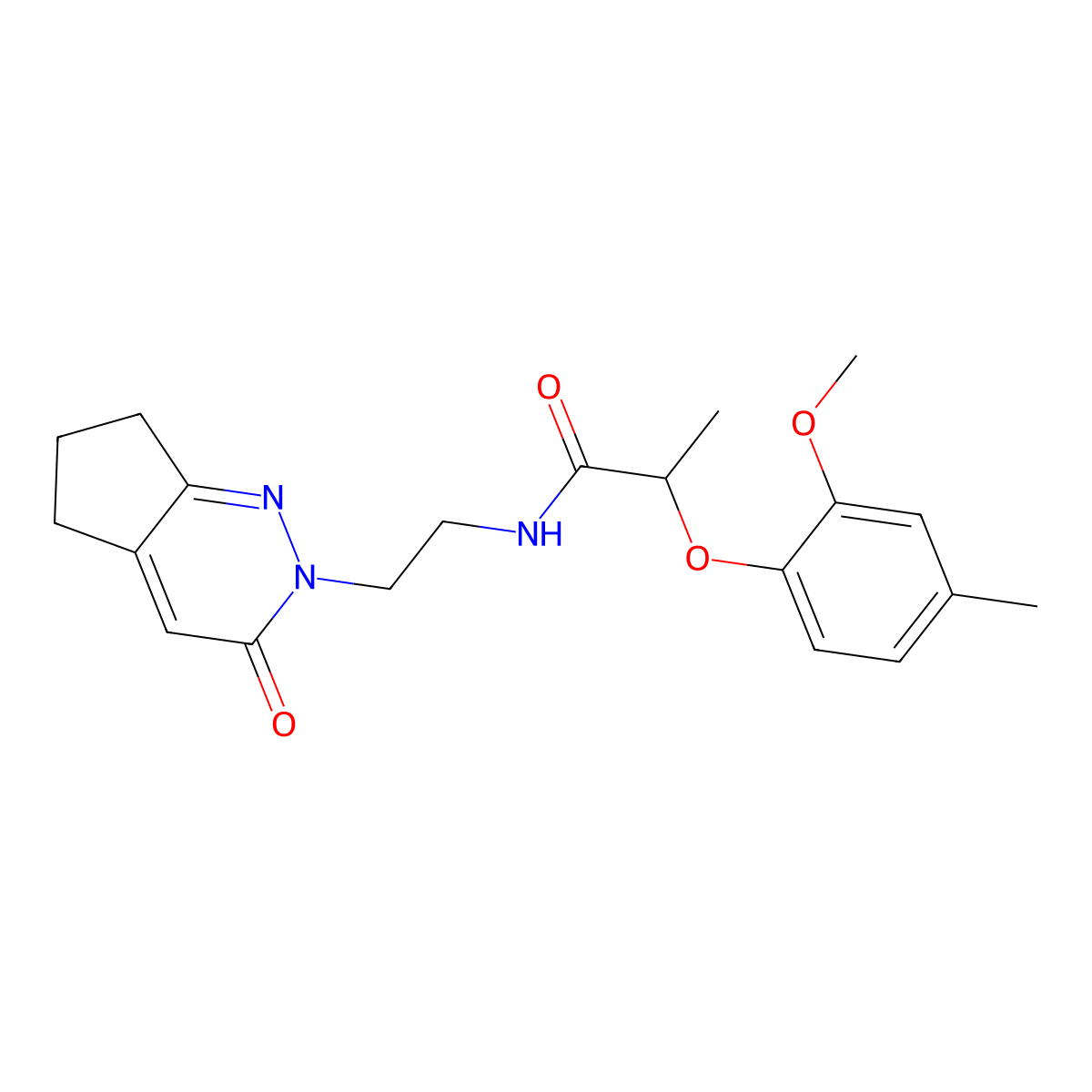 2-(2-methoxy-4-methylphenoxy)-N-(2-(3-oxo-3,5,6,7-tetrahydro-2H-cyclopenta[c]pyridazin-2-yl)ethyl)propanamide molecular structure, CAS 2034226-77-0