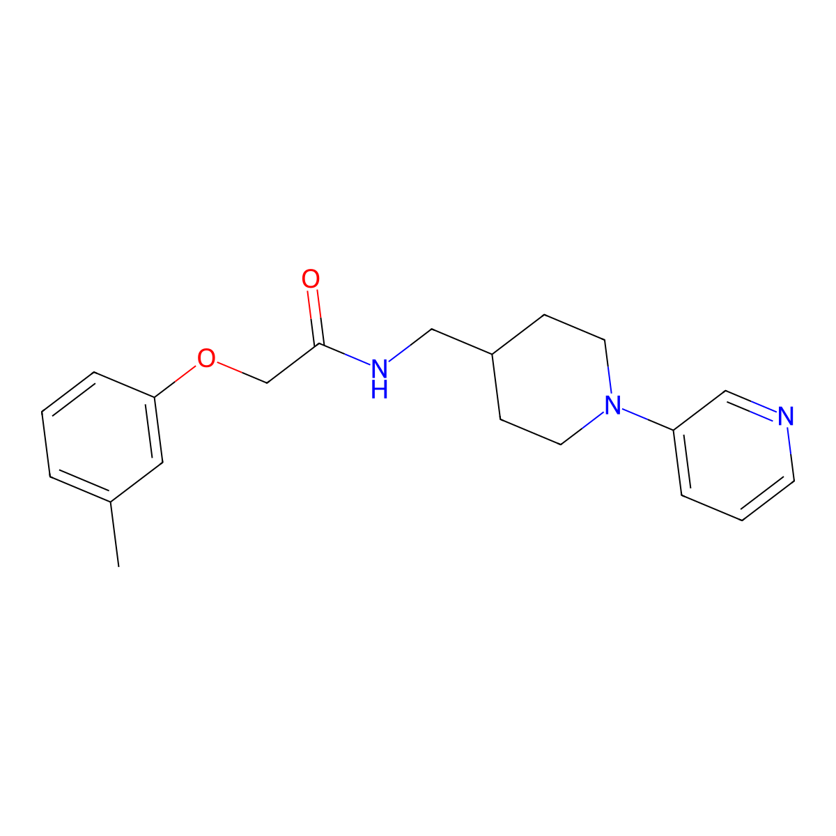 N-((1-(pyridin-3-yl)piperidin-4-yl)methyl)-2-(m-tolyloxy)acetamide molecular structure, CAS 2034226-80-5