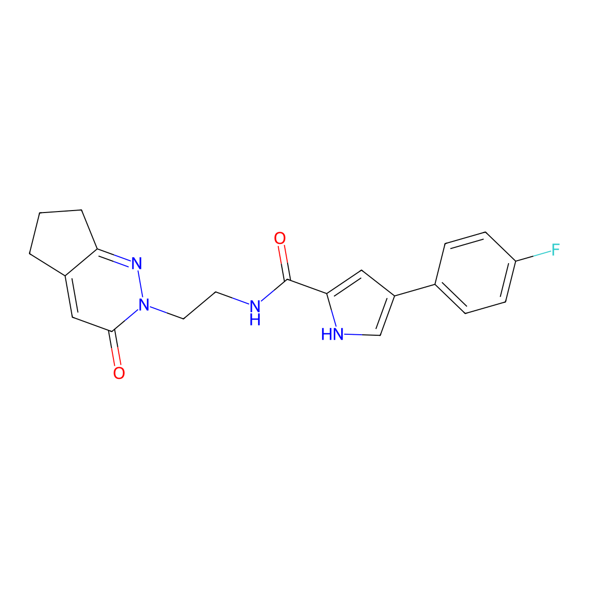 4-(4-fluorophenyl)-N-(2-(3-oxo-3,5,6,7-tetrahydro-2H-cyclopenta[c]pyridazin-2-yl)ethyl)-1H-pyrrole-2-carboxamide molecular structure, CAS 2034226-82-7