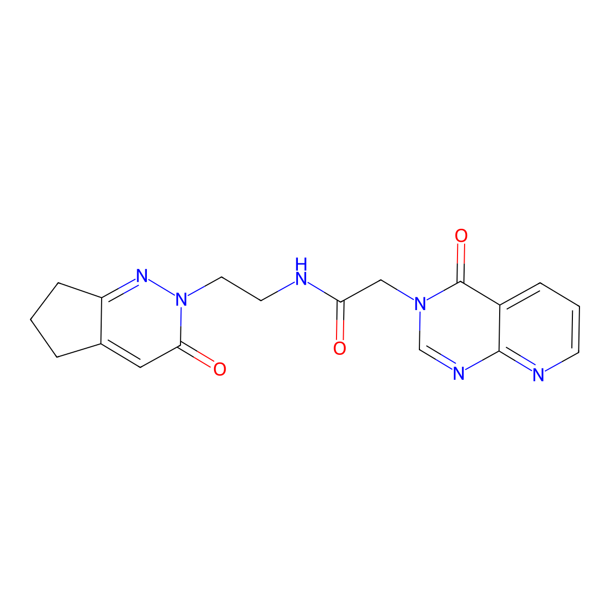 N-(2-(3-oxo-3,5,6,7-tetrahydro-2H-cyclopenta[c]pyridazin-2-yl)ethyl)-2-(4-oxopyrido[2,3-d]pyrimidin-3(4H)-yl)acetamide molecular structure, CAS 2034226-86-1