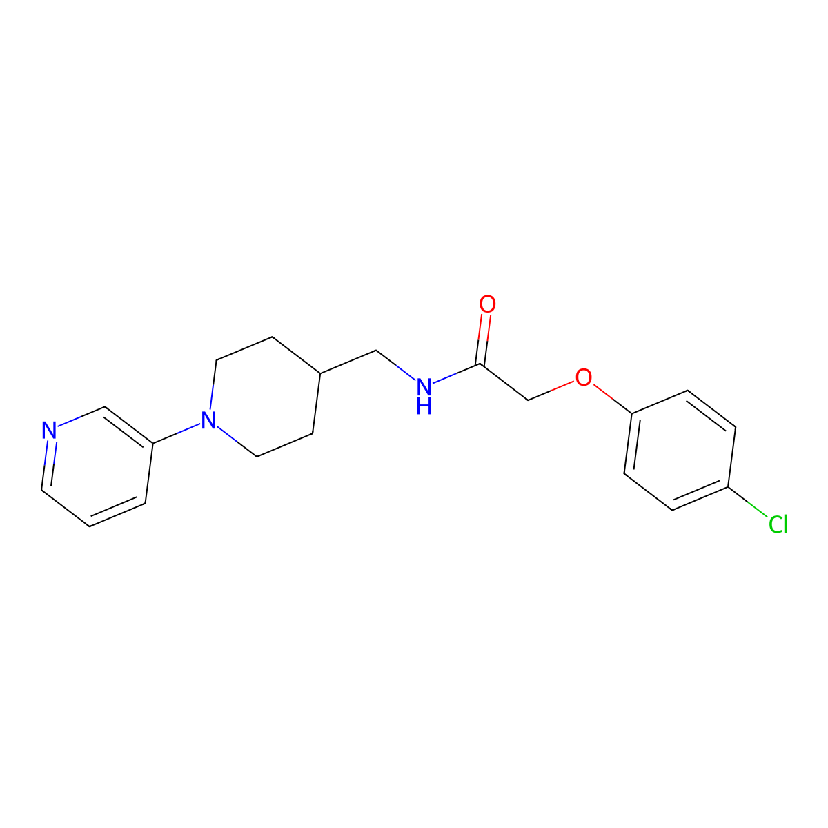 2-(4-chlorophenoxy)-N-{[1-(pyridin-3-yl)piperidin-4-yl]methyl}acetamide molecular structure, CAS 2034226-88-3