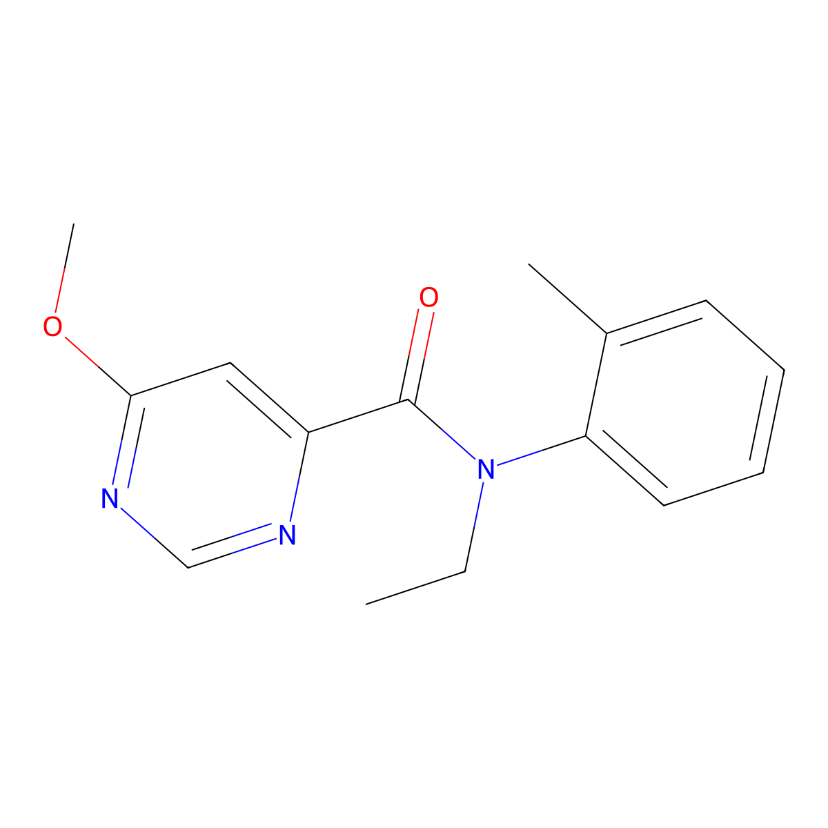 N-ethyl-6-methoxy-N-(o-tolyl)pyrimidine-4-carboxamide molecular structure, CAS 2034226-89-4